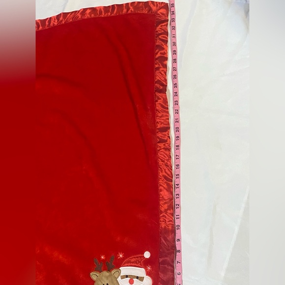 Baby Essentials Christmas Fleece Red  Blanket 35”29” Santa and Reindeer - Picture 11 of 11